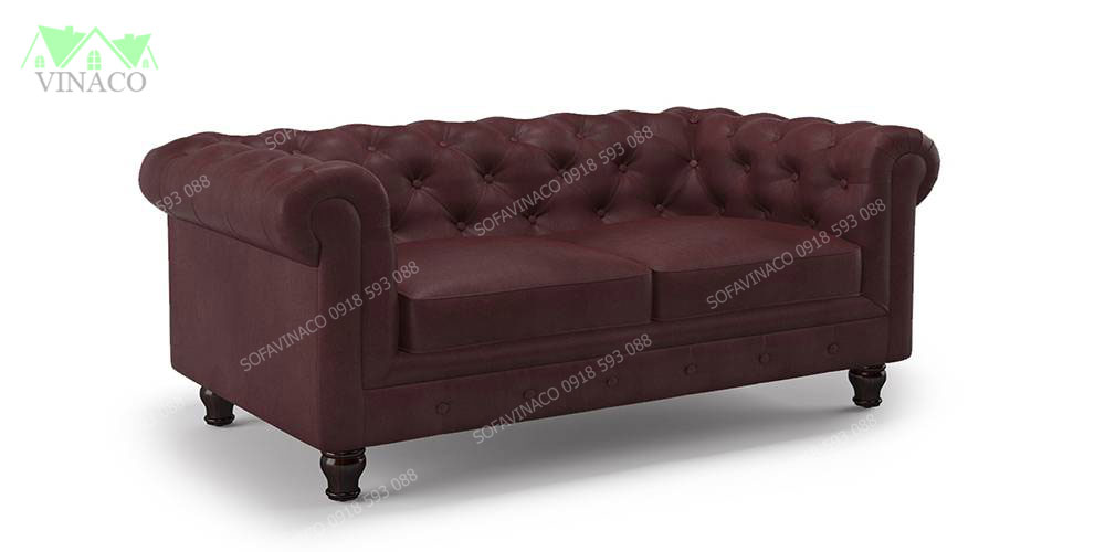 Mẫu ghế sofa da tân cổ điển thiết kế đơn giản đẹp cỡ vừa
